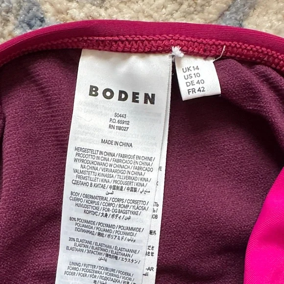 Boden tie front swimsuit- One Piece in Pink and Berry shades size 10 - Picture 2 of 5